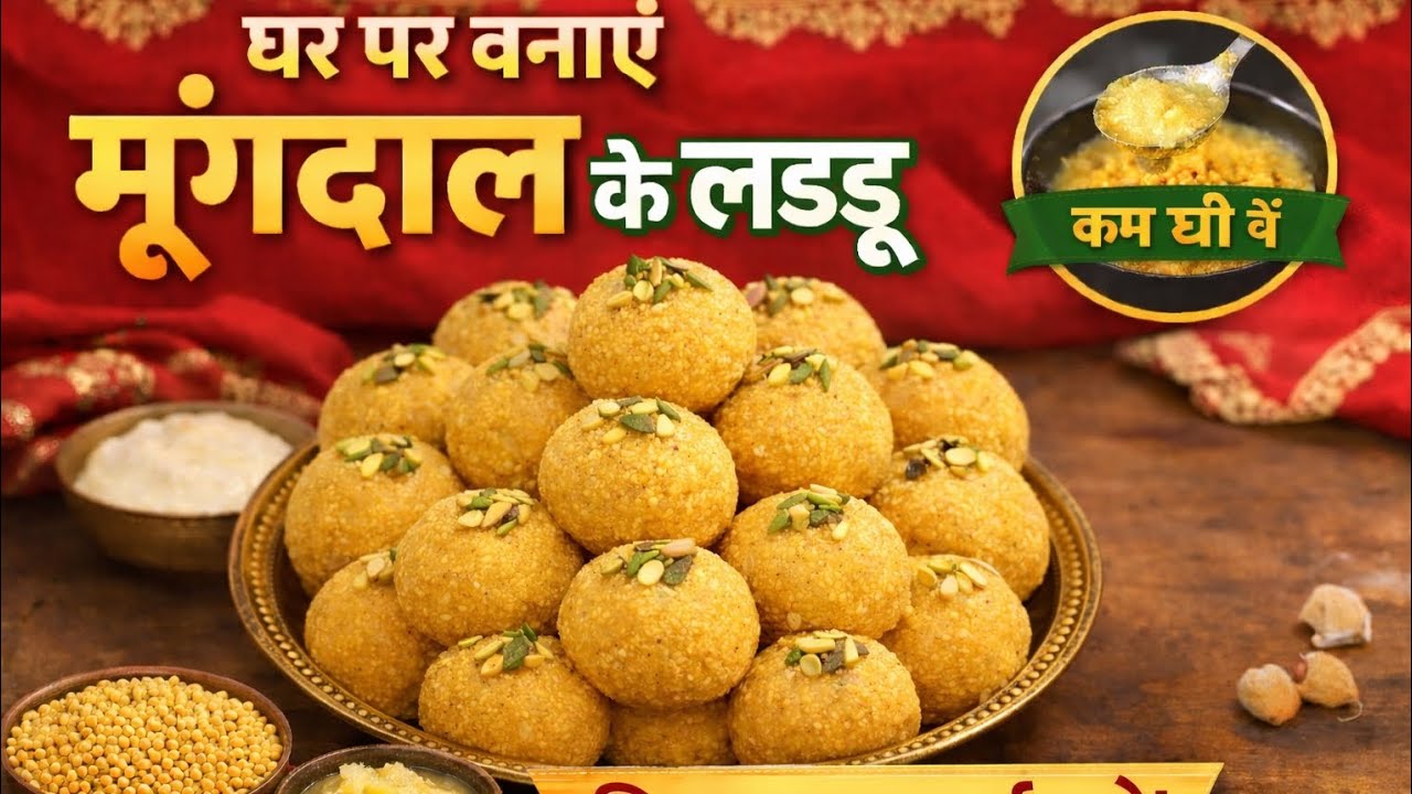बिना मावा मूंगदाल के लड्डू 😍 कम घी में मलाईदार | घर पर आसान रेसिपी