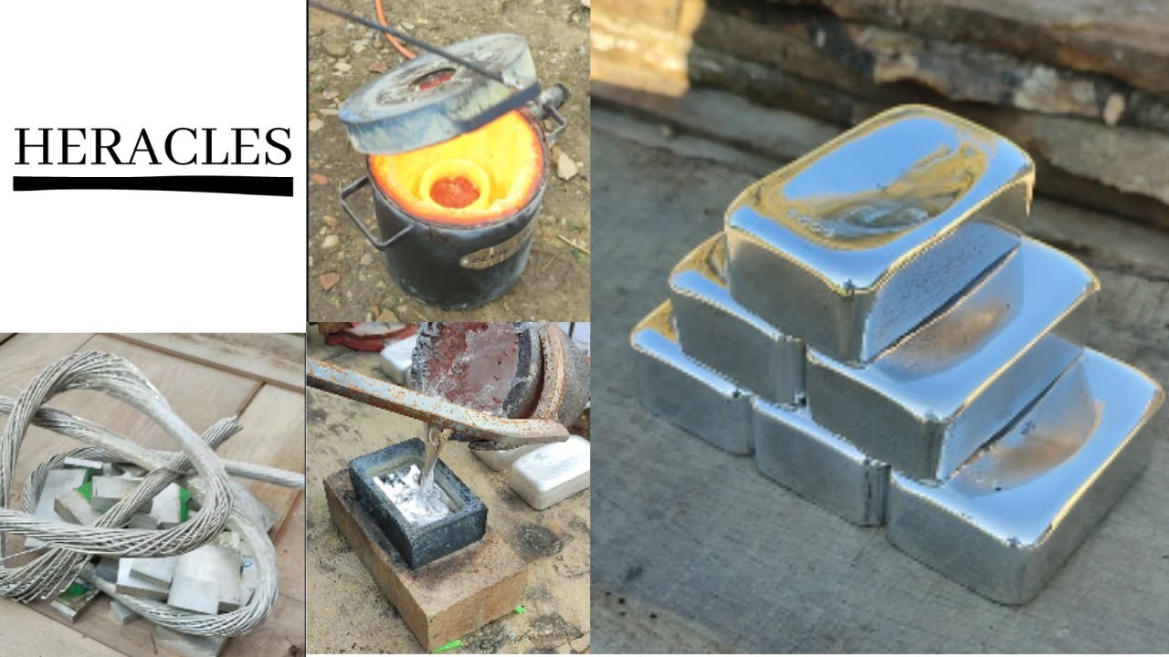 Fonte Lingot Aluminium. Fabrication coulé Alu. Cast metal foundry ingot.