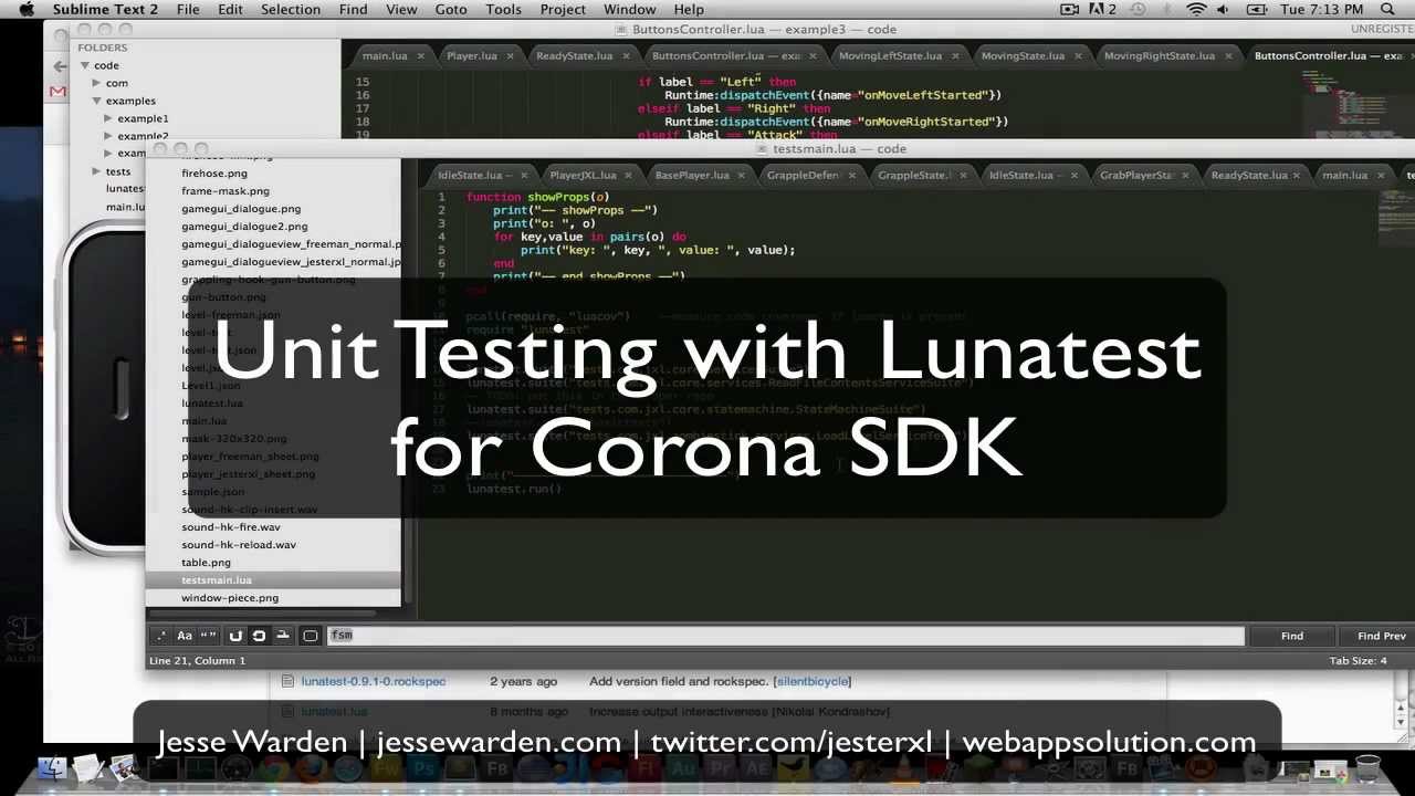 Unit Testing Using Lunatest for Corona SDK