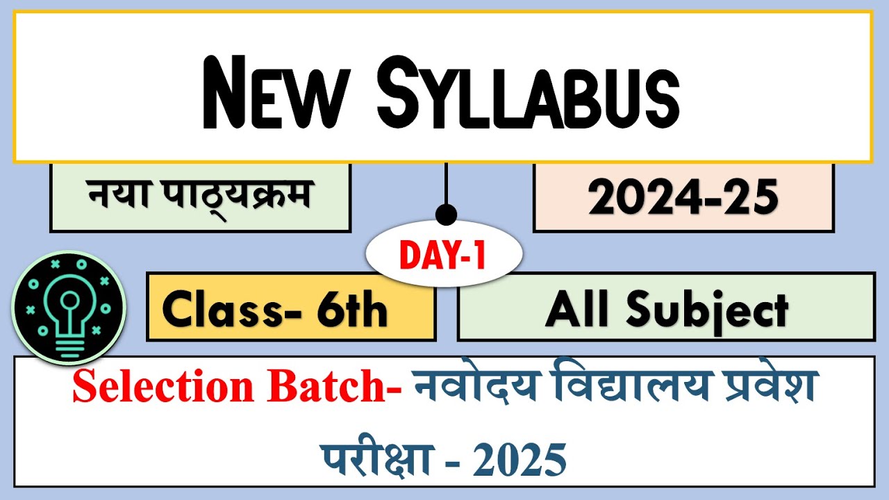 Navodaya Syllabus 2025 | Day -01 | Class 6th | नवोदय का सिलेबस Selection Batch | सिलेक्शन बैच