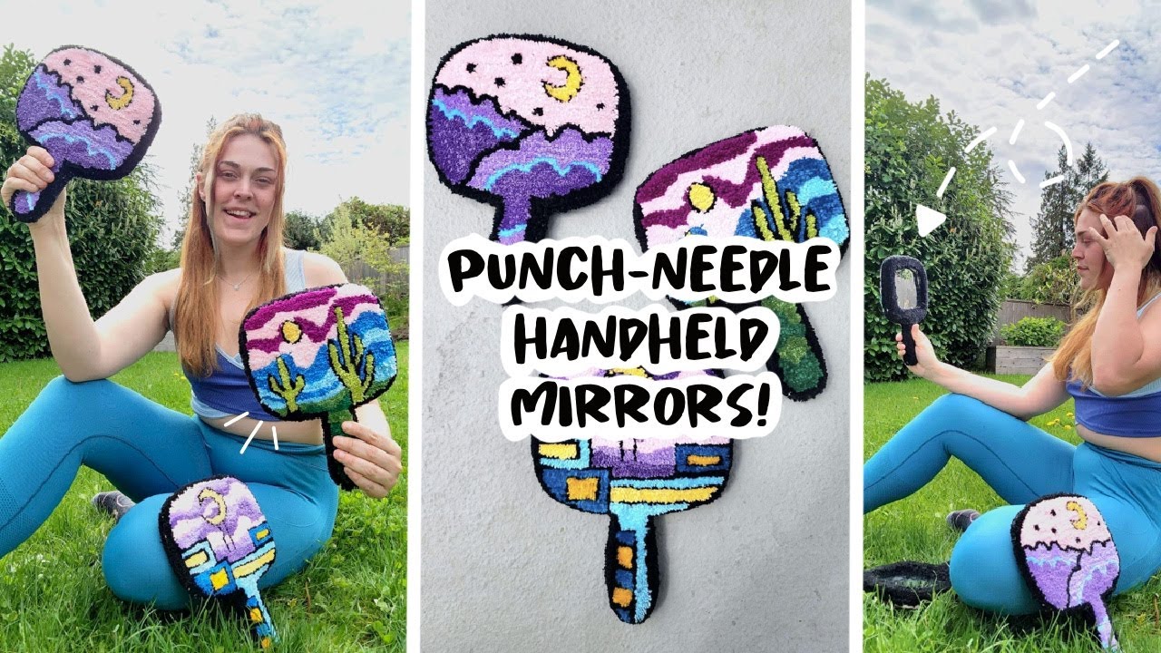 PUNCH NEEDLE HANDHELD MIRRORS!