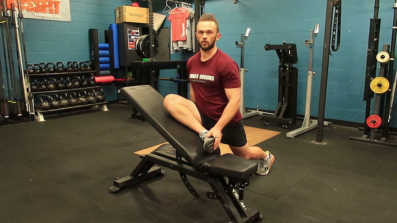 Incline Bench Assisted Pigeon Stretch
