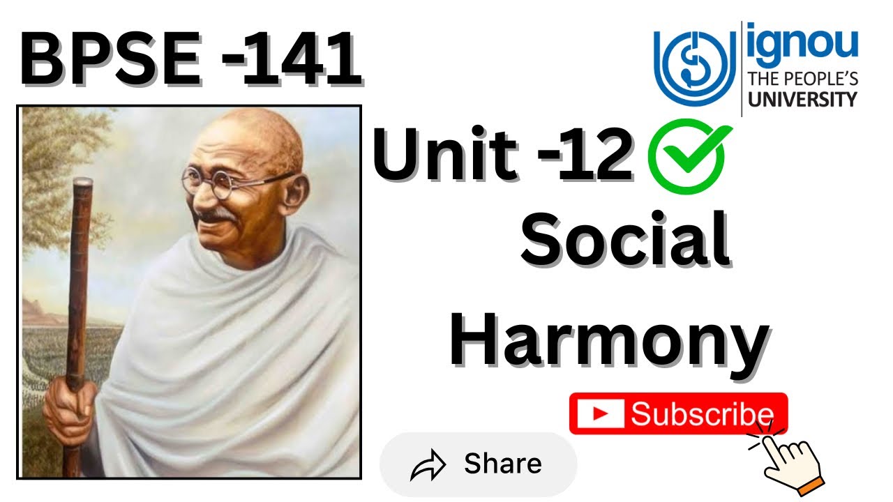 BPSE -141 \\ Unit -12 Social Harmony #ignou #bpse141 #unit12 #socialharmony #ignoustudymaterial