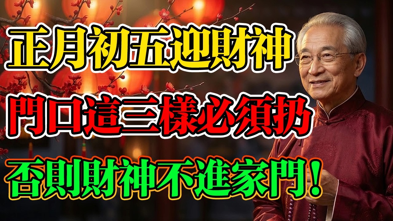南懷瑾：正月初五迎財神，大門口萬萬別放這3樣東西，否則財神掉頭就走！再忙也花5分鐘看看，2026把滿門福報穩穩接住！#居家風水 #流年運勢 #易經 #南懷瑾 #正月初五迎財神 #佛學智慧 #易經風水