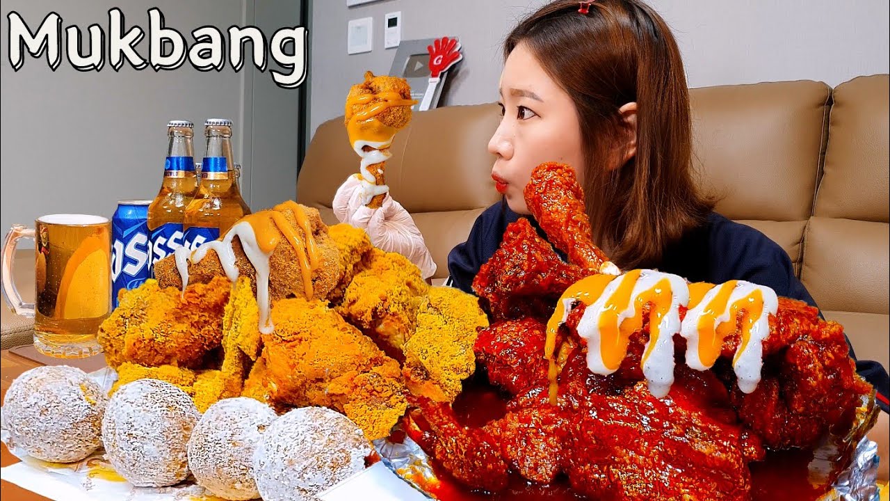 Sub)Real Mukbang- Острая курица 🔥 Курица с сыром 🧀 Пиво 🍺 Хот-дог 🌭 АСМР КОРЕЙСКАЯ ЕДА
