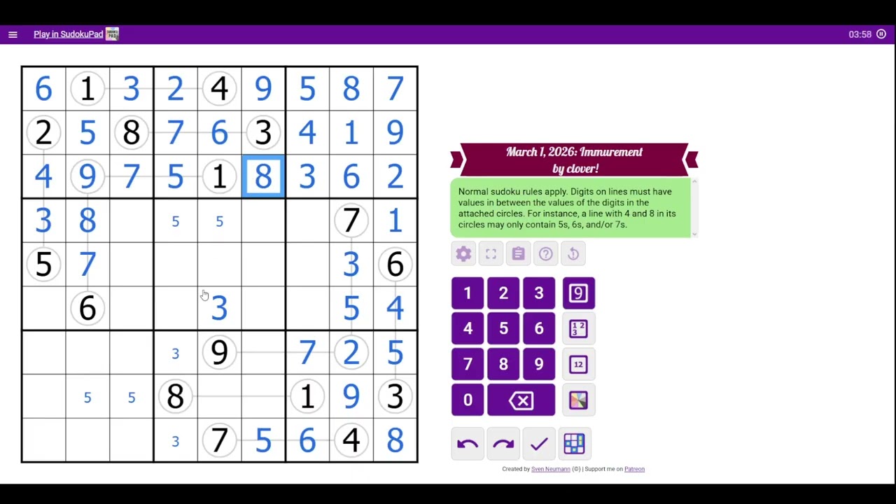 novo mês novo eu. sudoku 01/03 - Immurement