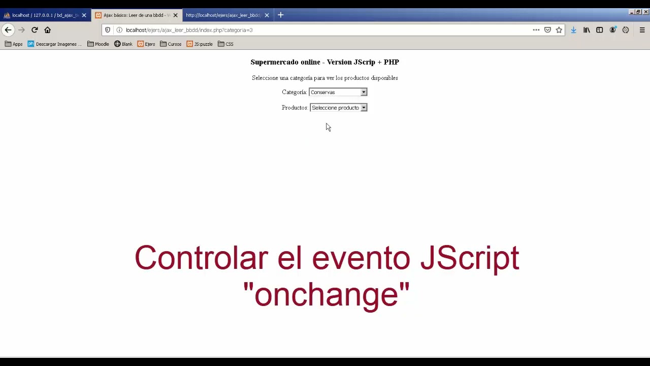 Ejemplo JavaScript PHP y MySQL: Cargar datos de Categorías / Productos en dos desplegables