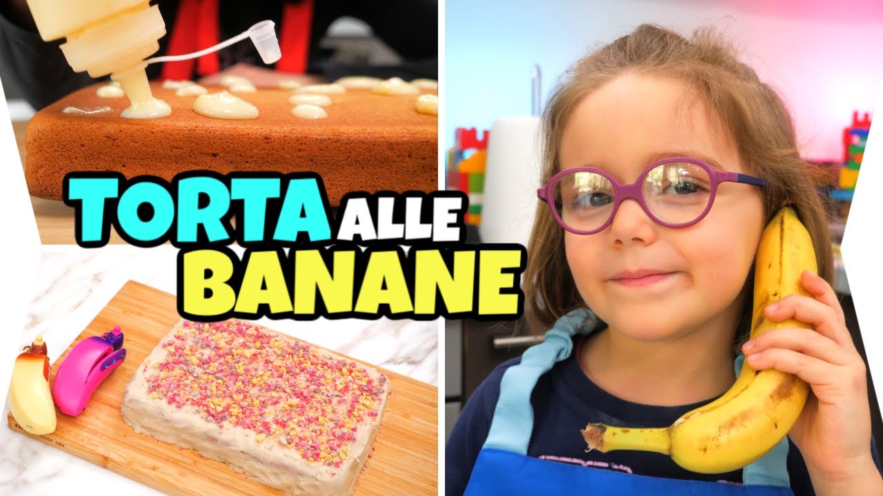 TORTA ALLE BANANE 🍌 RIPIENA a Sorpresa con Copertura Arcobaleno