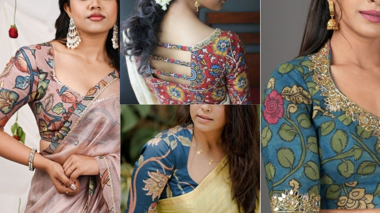 Trending Kalamkari Blouse Designs 🔥😍👌#fashiontrends2025 #cottonsarees  #fashion #designerblouse
