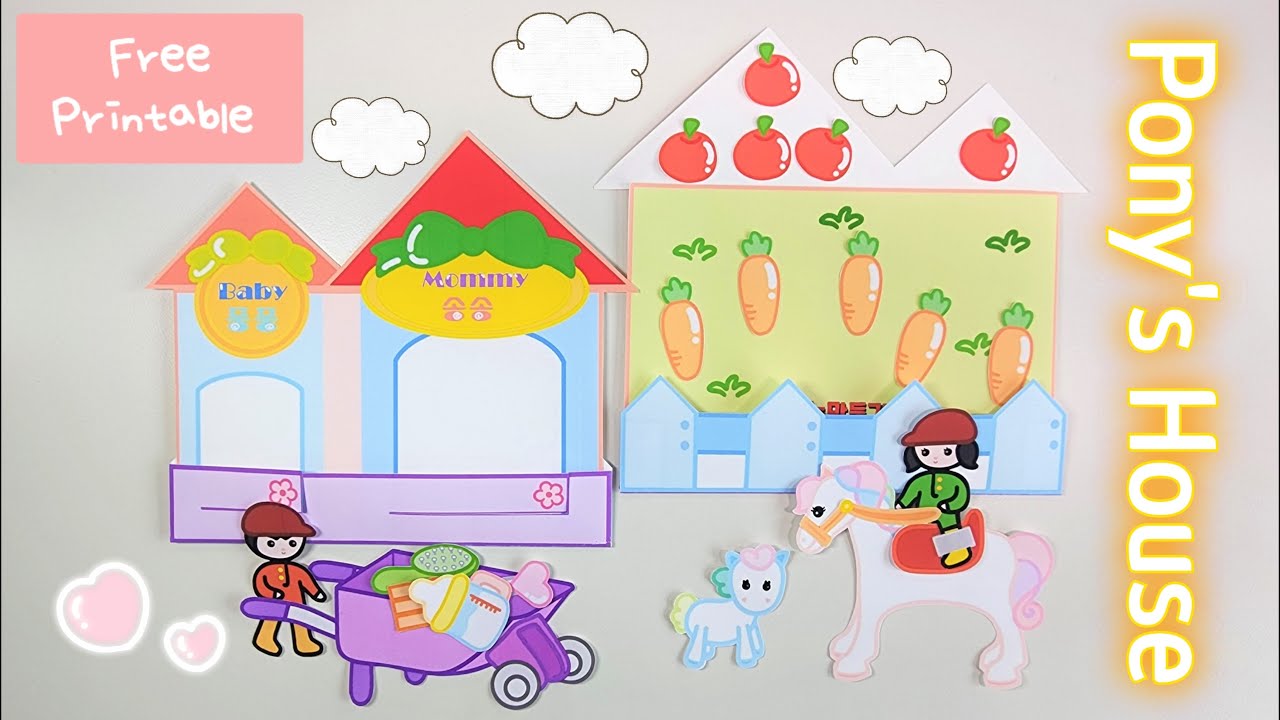 🍏English version🍏Pony's House🦄 Make with paper🐎Free printable