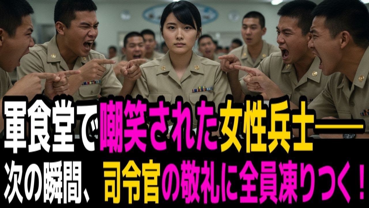 軍食堂で笑い者にされた女性兵士──しかし次の瞬間、司令官が深々と敬礼し、全員が凍りついた…