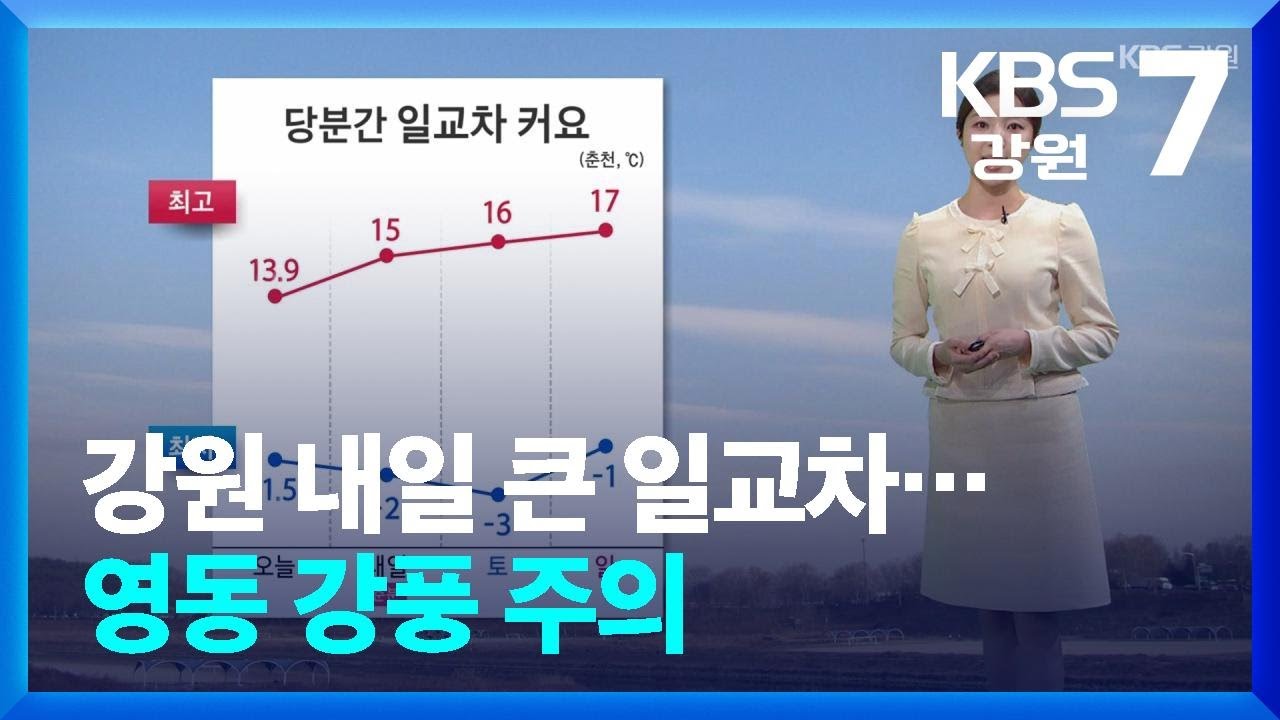 [날씨] 강원 내일 큰 일교차…영동 강풍 주의 / KBS  2026.03.19.