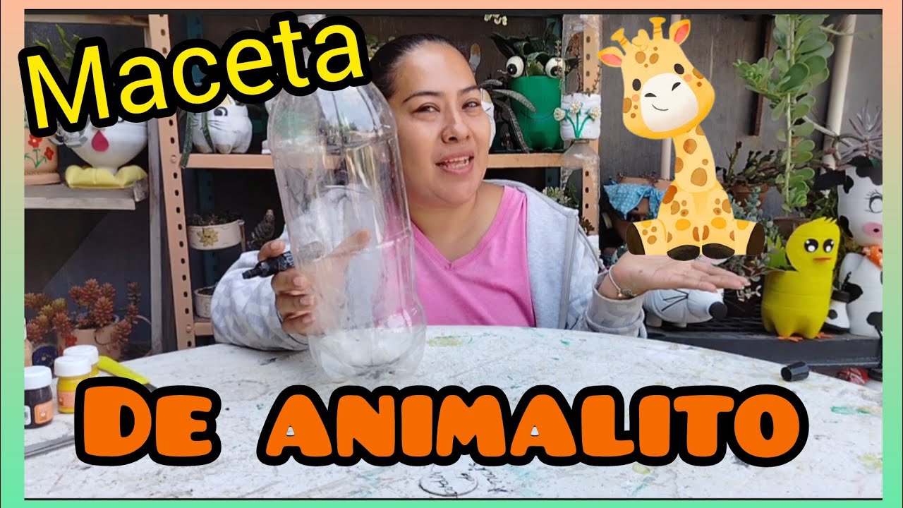 Cómo hacer una maceta con botellas de plástico MATERIAL RECICLADO ♻️ maceta de animalito #reciclaje 