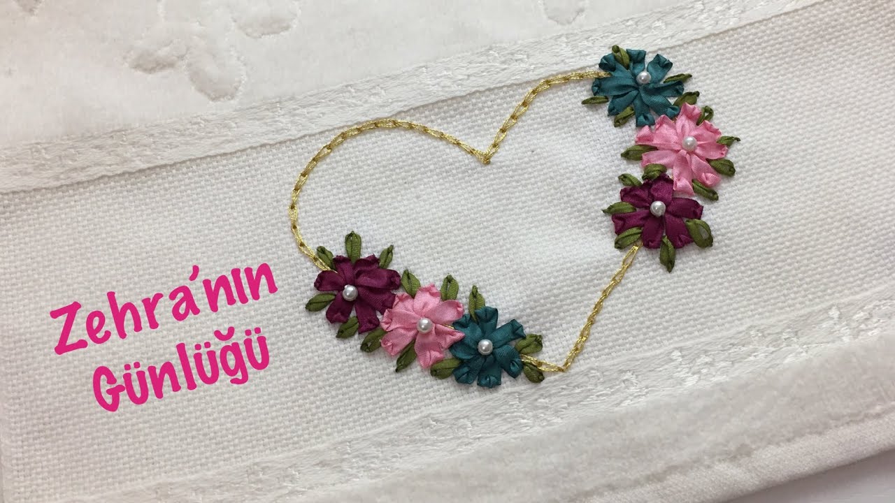 Havluya kurdele nakışı işleme - Kurdele nakışı ile havlu süsleme