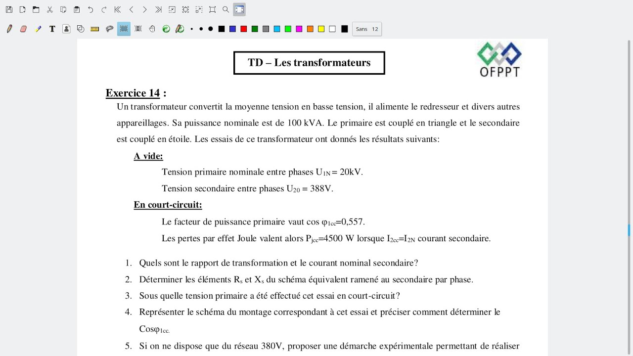 Correction exo14 #TRANSFORMATEUR TRIPHASÉ
