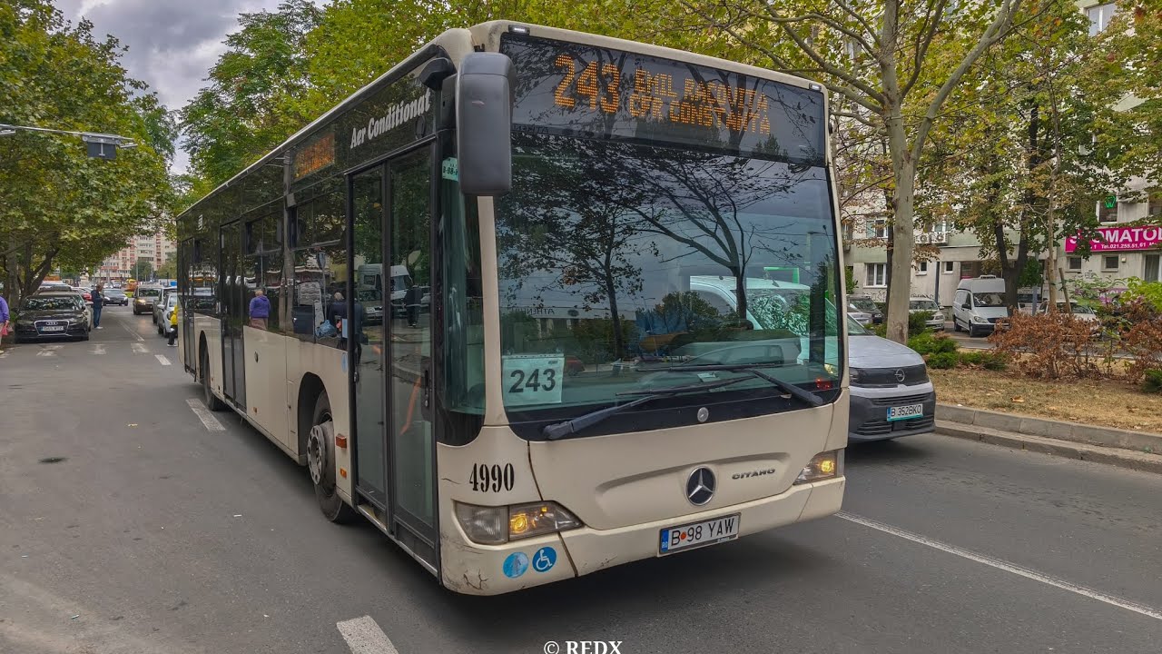 Călătorie cu autobuzul Mercedes-Benz Citaro Euro 4 4990, pe linia 243, din București.