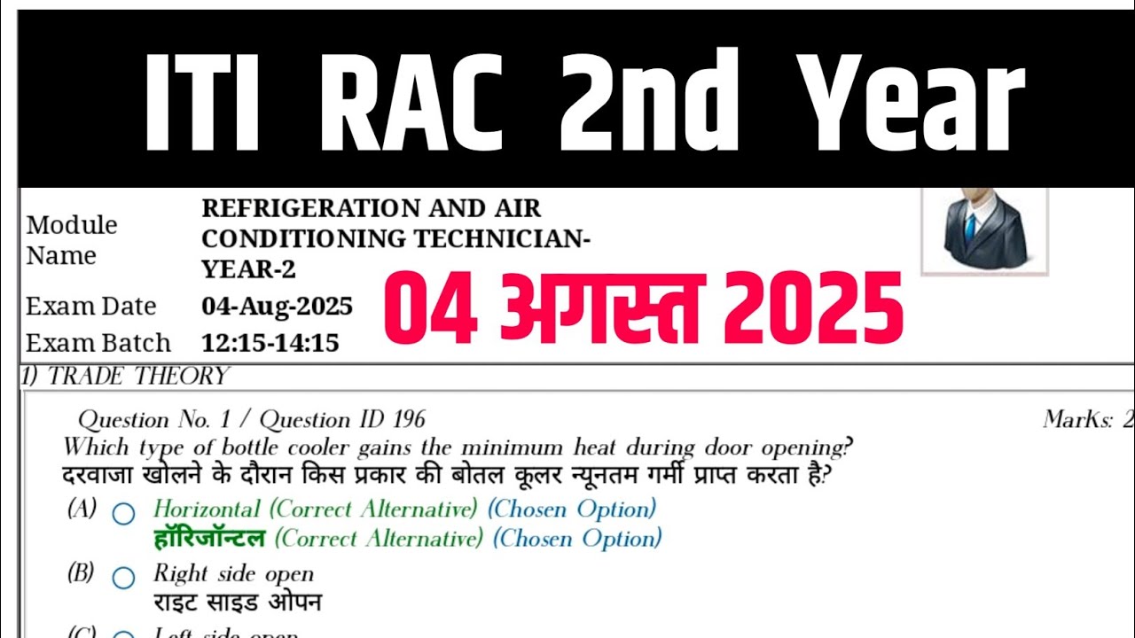 ITI RAC Trade Theory 2nd Year 💯 ITI RAC Trade Theory Question Paper 2026 | RAC Trade Theory 2nd Year