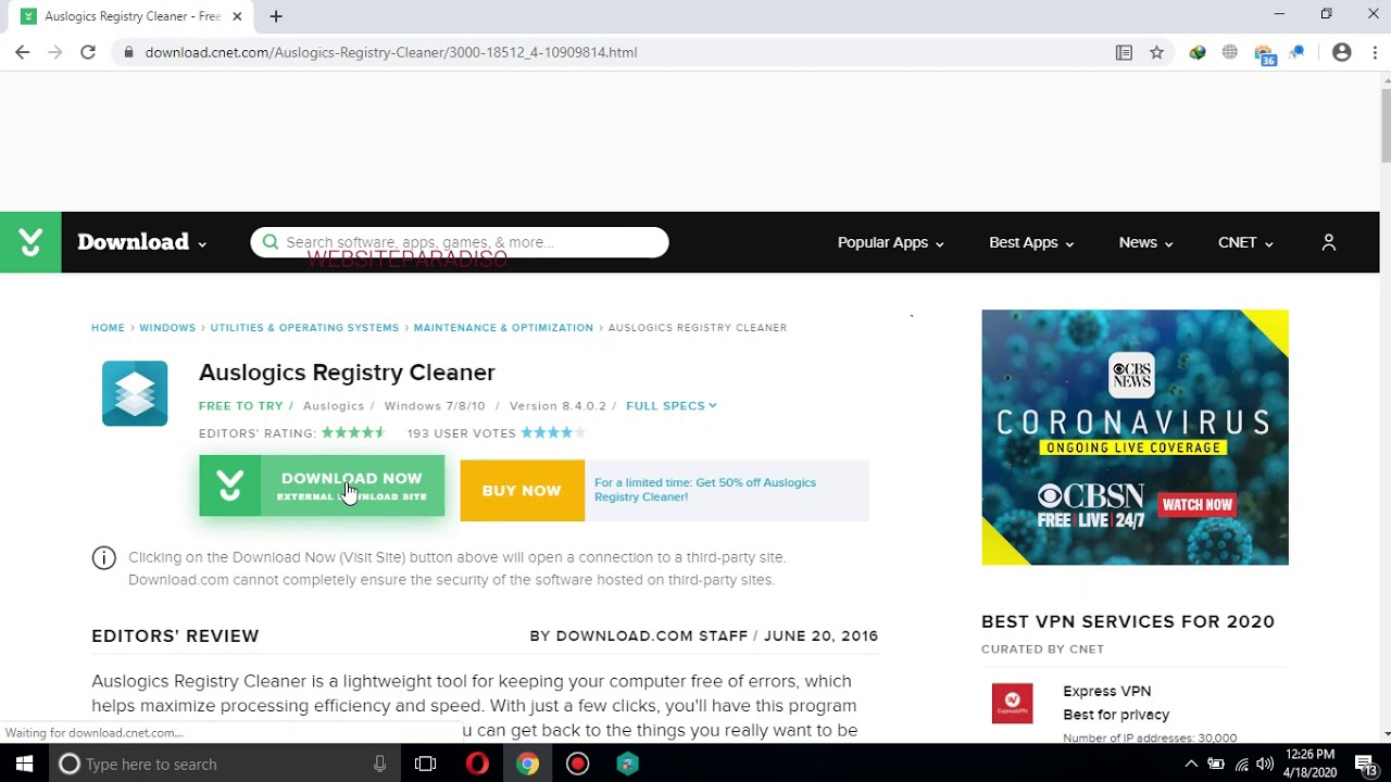 How to install Auslogics Registry Cleaner on windows 10