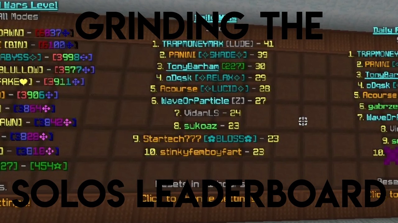 Grinding The Solos Leaderboard-Bedwars