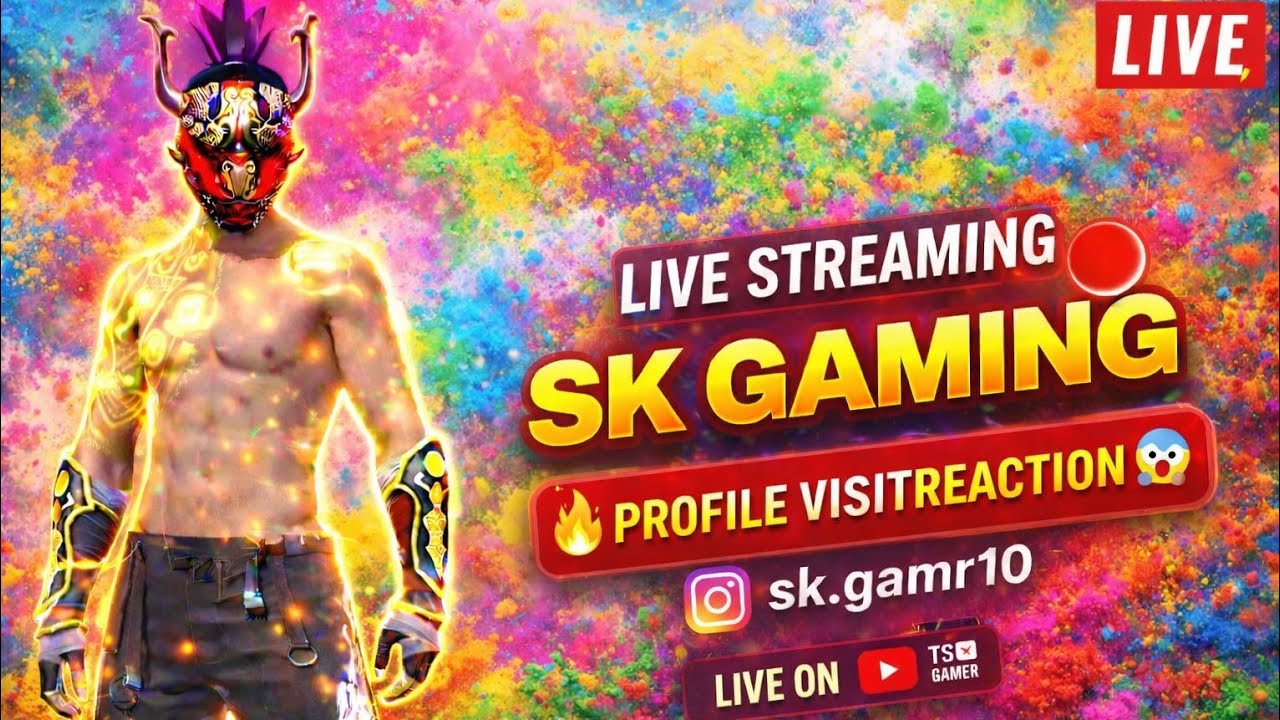 SK GAMER FF is live! SK Gaming Free Fire MAX Profile Visit Reaction 🔥 Live | ID Check & Rank Push
