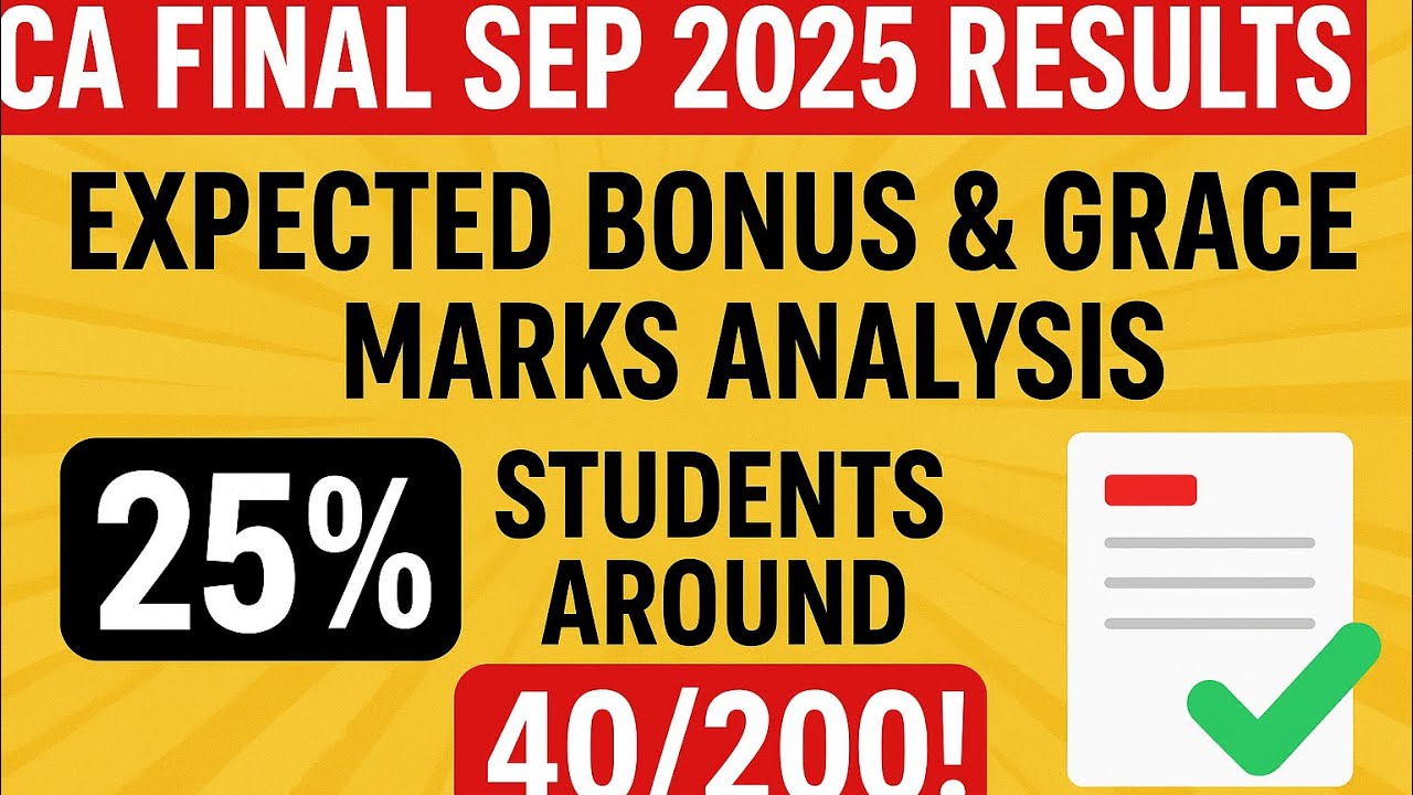 CA Final Sep 2025 Results | Expected Bonus & Grace Marks Analysis | 25% Students Around 40/150!