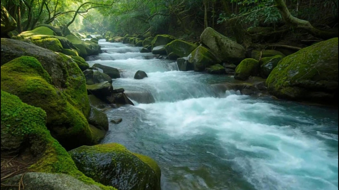 Crystal Clear River in Deep Forest 🌿 Relaxing Water Sounds for Meditation