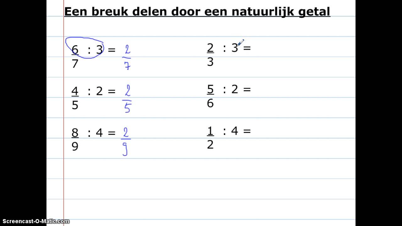 breuken delen door een natuurlijk getal