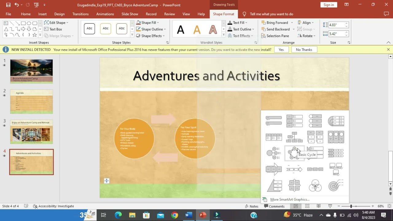Exp19_PowerPoint_Ch03_Cap_Bryce_Adventure_Camp100% Grades/Complete Solution