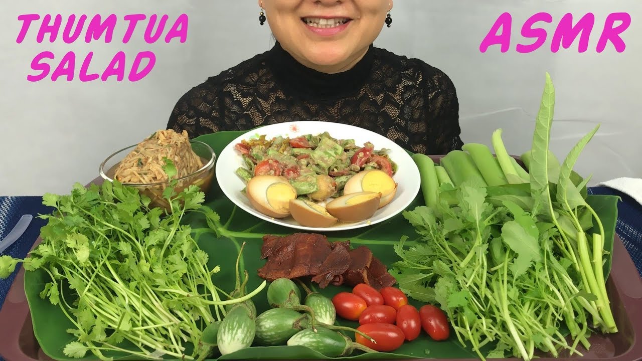 ASMR Long Bean Salad | ตำถั่ว | Eating Sounds | Light Whispers | Nana Eats