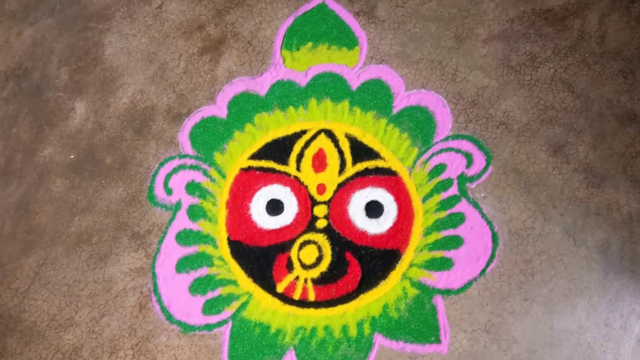 Lord Jagannath Rangoli Design For Indian Festival