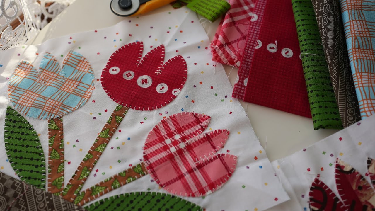 メンバー限定動画少しだけ紹介/花のアップリケキルトケット/pattern size/22cmx22cm//Introducing a few members-only videos