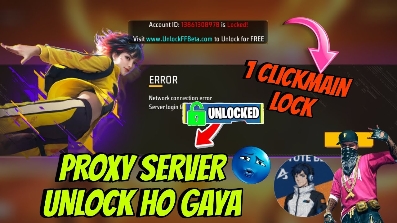 How To Unlock/Unban Free Fire Proxy Server ID/How To Unlock Free Fire ID From FF Beta Website