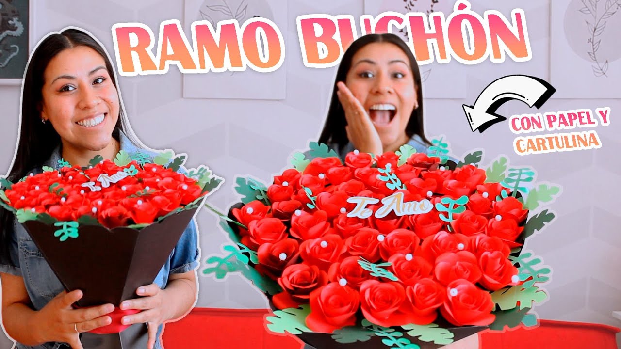 RAMO BUCHON hecho de PAPEL 🌹 REGALO para tu NOVI@ | Divas Creativas
