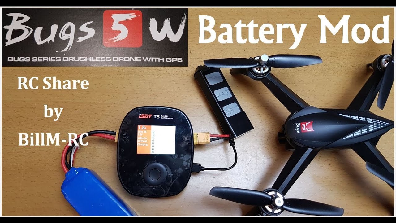 MJX Bugs 5W Battery Mod to use Hobby Grade Balance charger