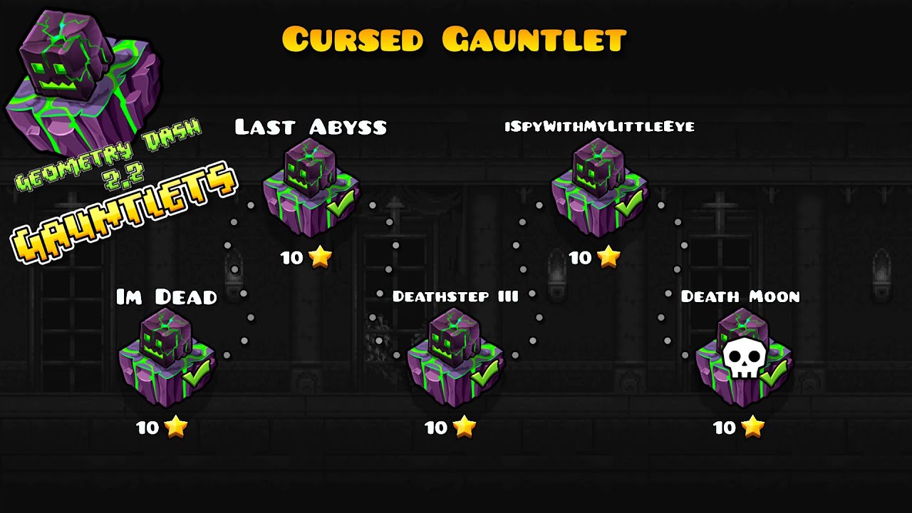 Cursed Gauntlet - All Levels (All Coins + Rewards) | Geometry Dash 2.2