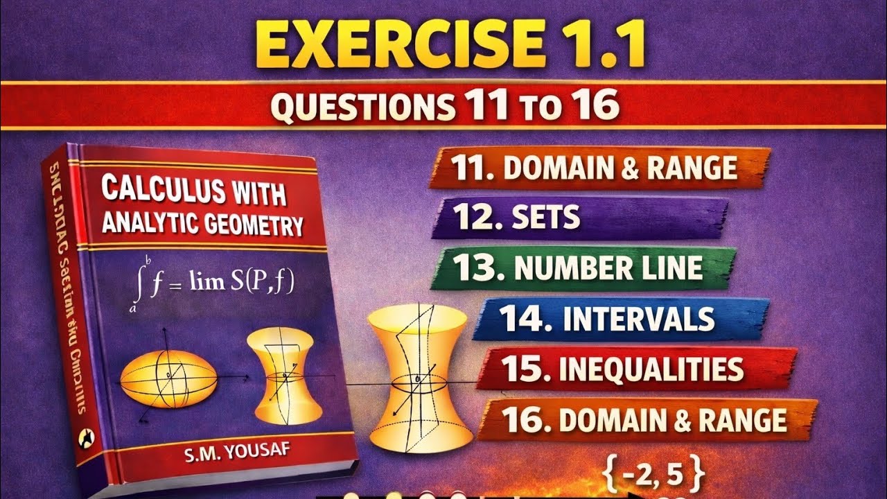 Exercise 1.1 Q11–16 | Calculus S.M. Yousaf | BS BSc ADP Math | PU UOG UOS