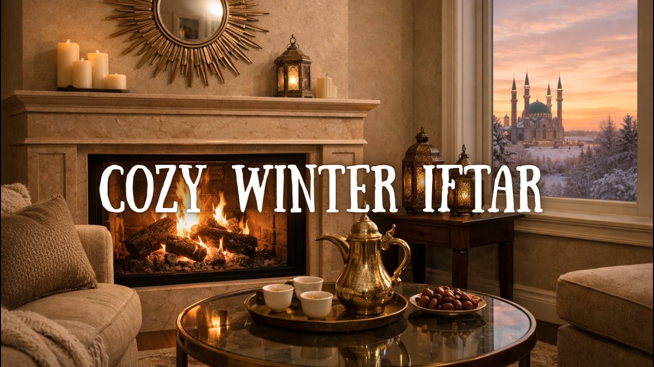 Winter Ramadan Evening | Cozy Fireplace & Iftar Ambience | NO ADS