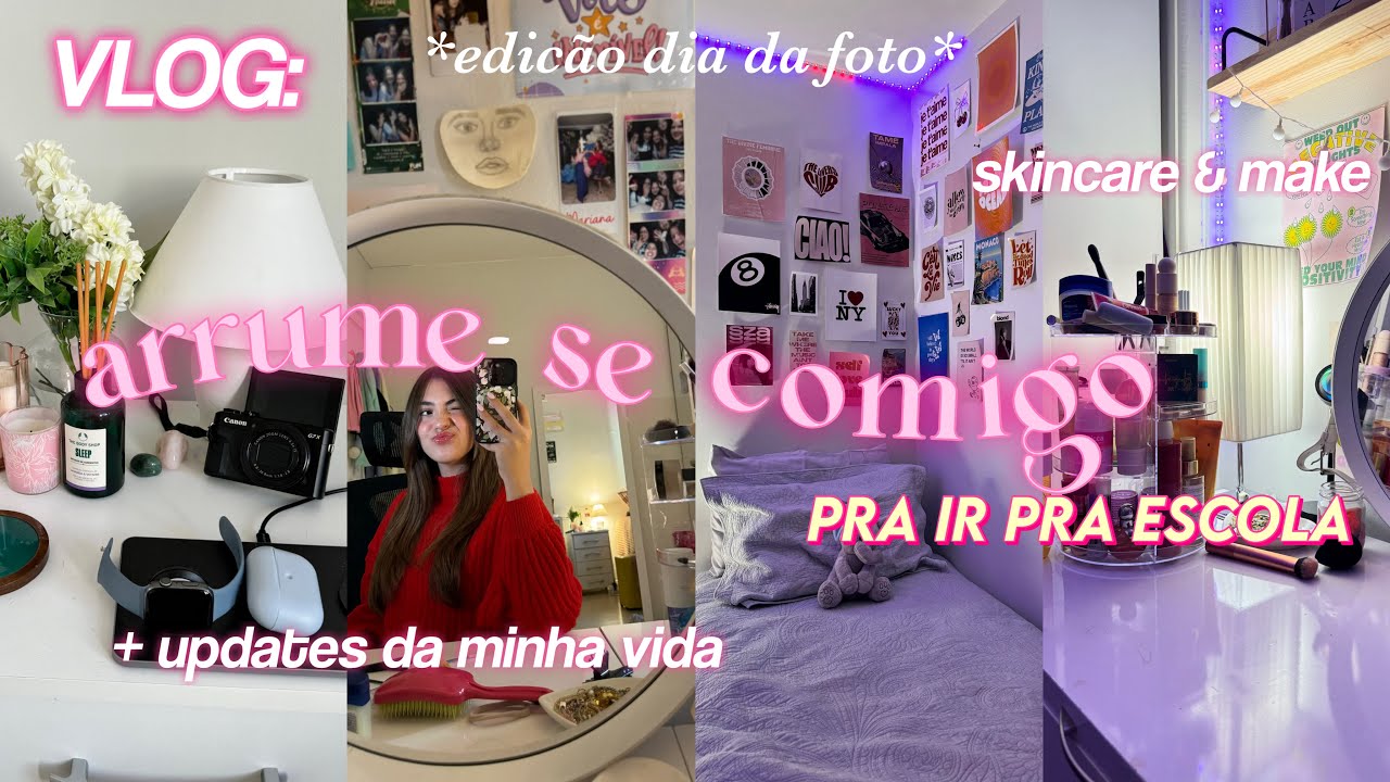 arrume se comigo pra ir pra escola *dia da foto*  🎀💫| skin care, make & cabelo