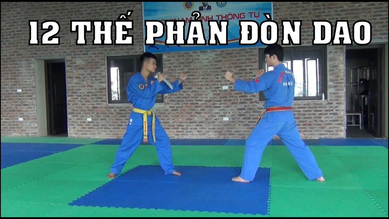 Vovinam - 12 THẾ PHẢN ĐÒN DAO HOÀNG ĐAI hướng dẫn (Vovinam 12 defense against knife attack tutorial)