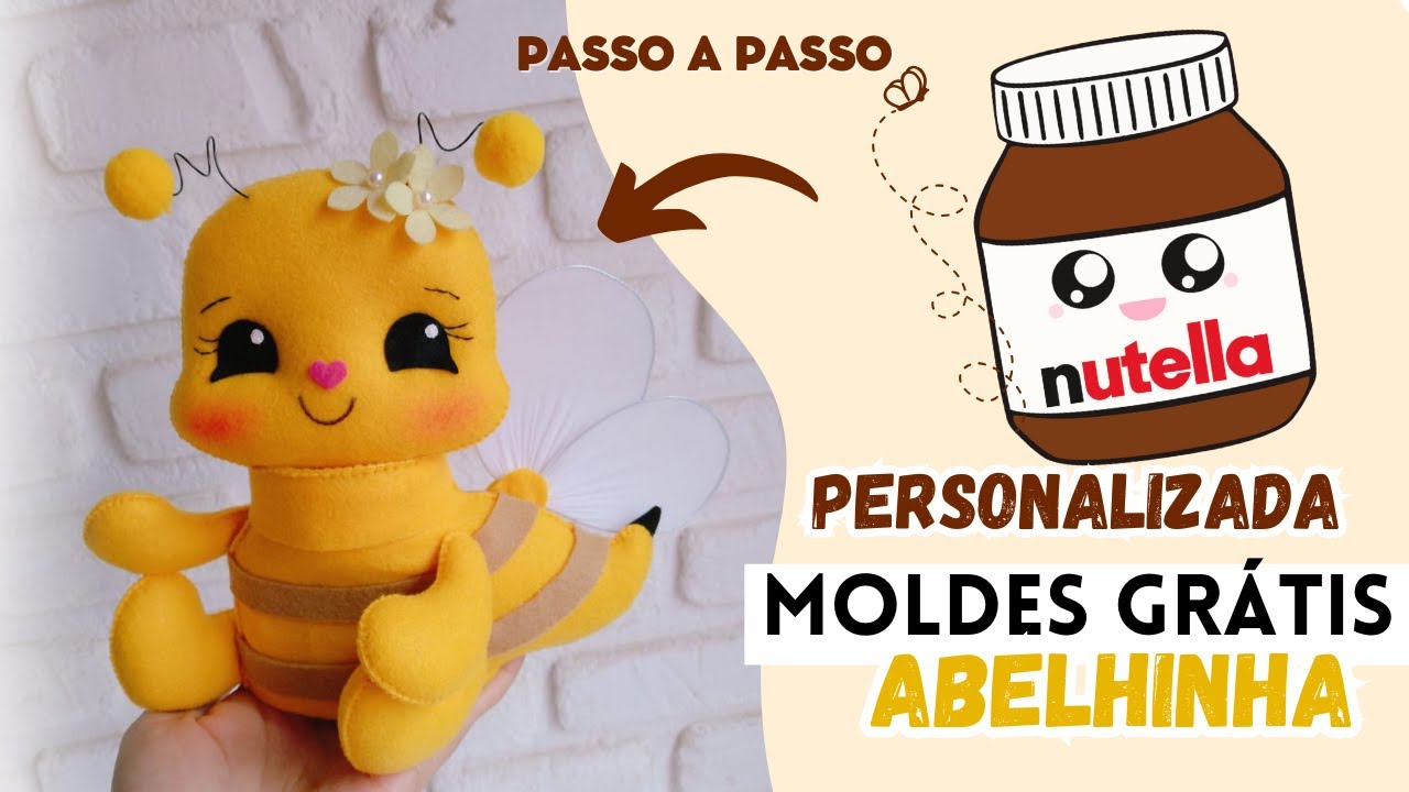 Nutella Personalizada Abelhinha MOLDES GRÁTIS / Passo a passo