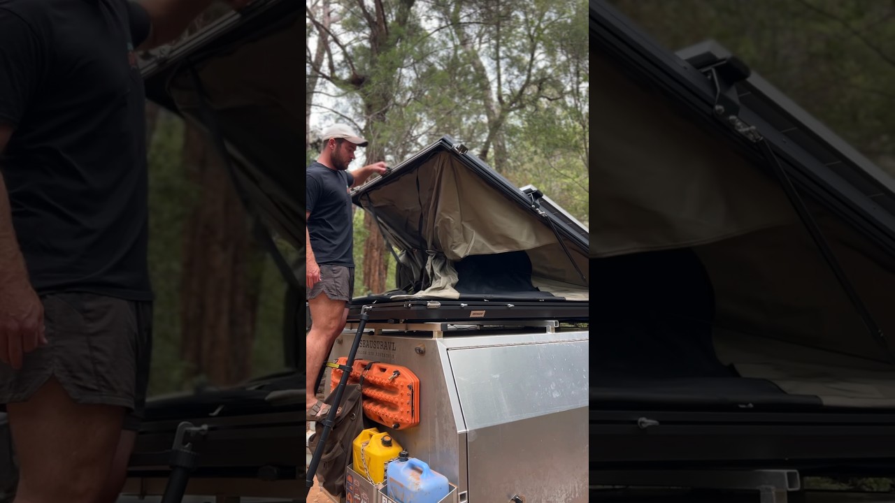 WE UPGRADED! Check out our new roof top tent! 🏕️ #campingaustralia #travelaustralia