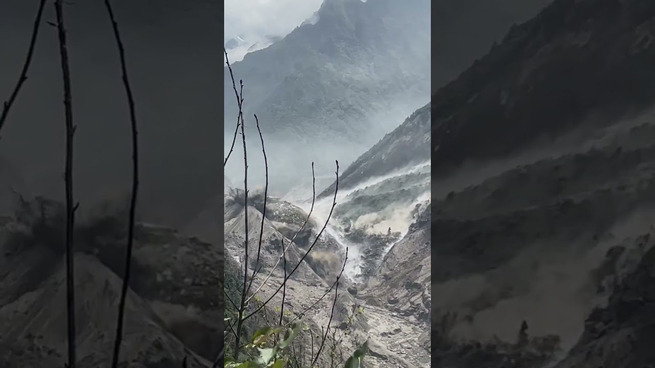 Video capturing the massive landslide triggered by the rock-ice avalanche thefloods inNepal