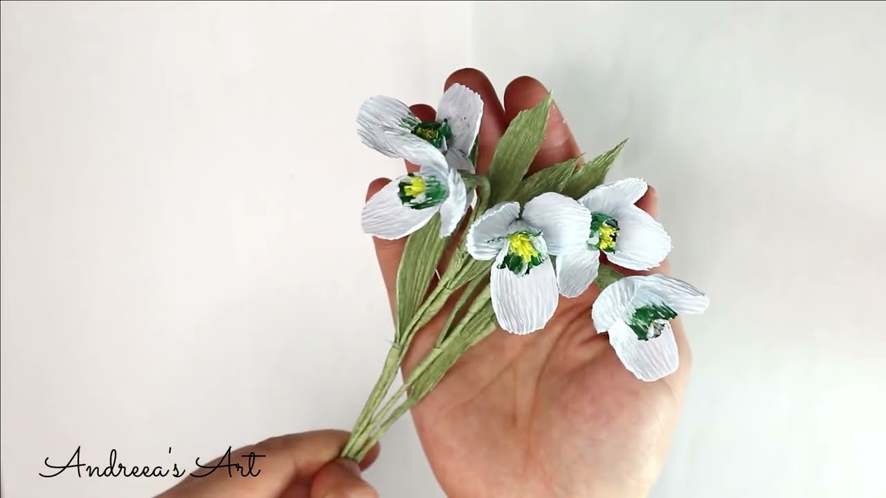 BLUE SNOWDROPS? How to make crepe paper snowdrops .Cum sa faci ghiocei  din hartie