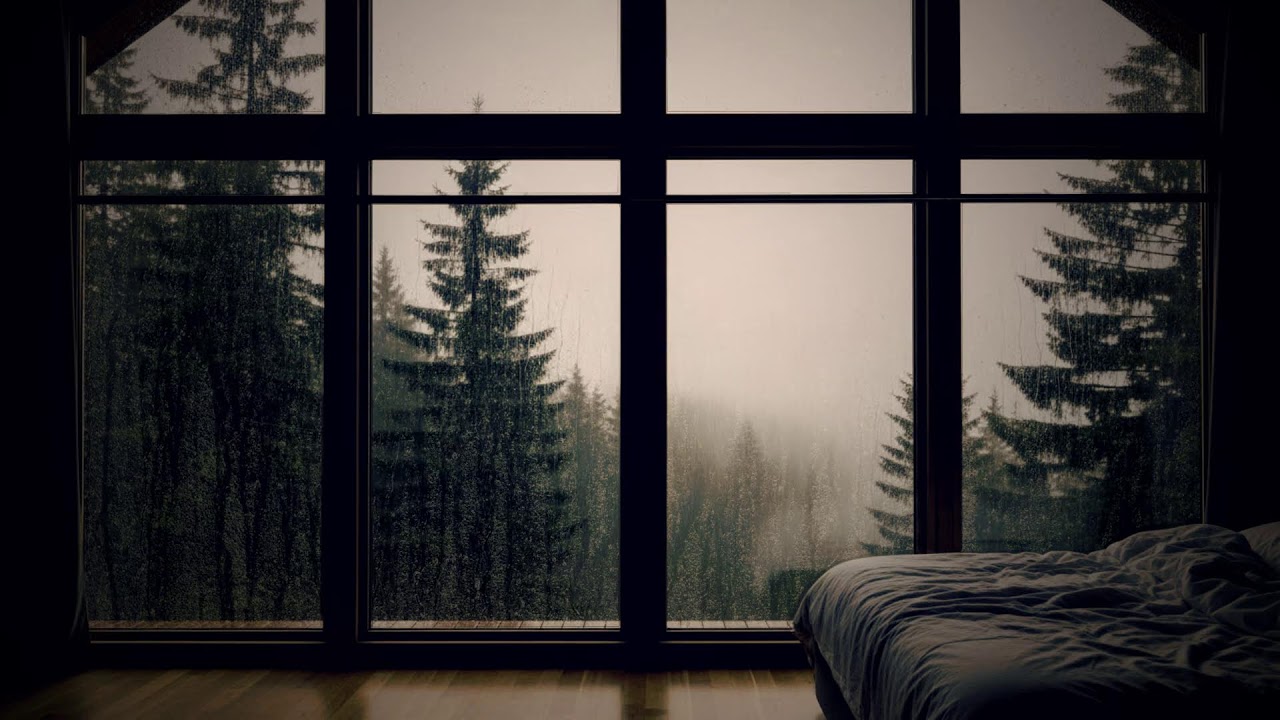 Rain on Window and Soft Cabin Ambience 🌧️ Relaxation, Sleep, and Mindful Calm