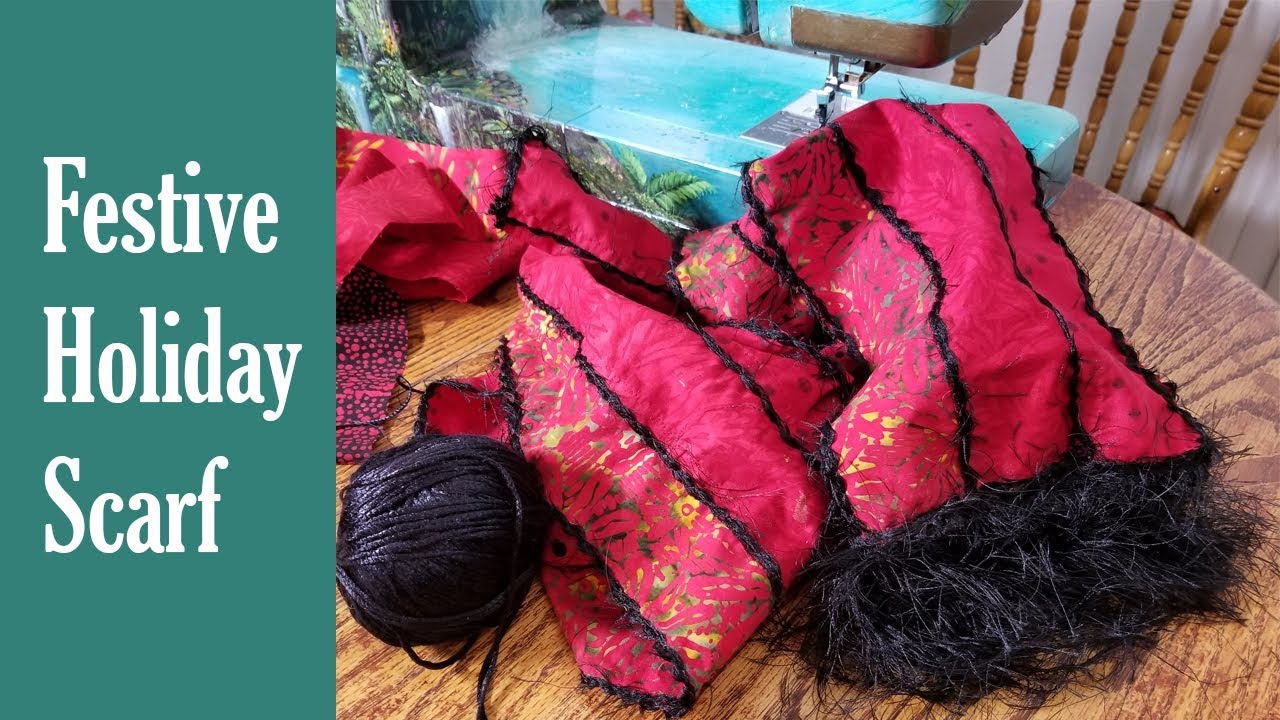 Couching with Yarn & a Jelly Roll - to make a Holiday Scarf!