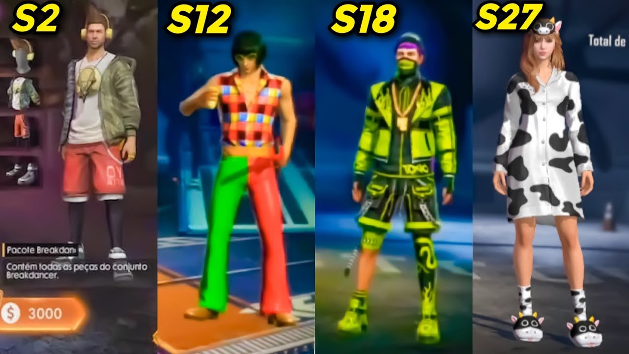 TODOS OS OUROS ROYALE DO FREE FIRE (S1 - S27)