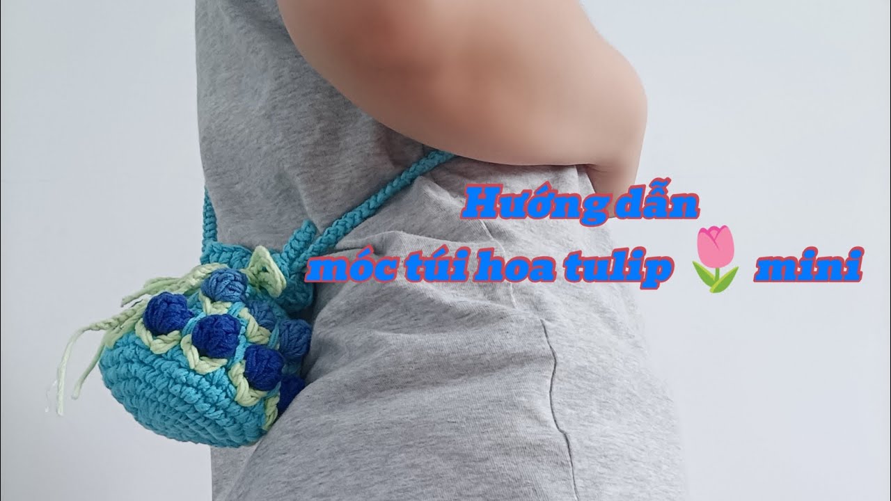 Hướng dẫn móc túi hoa tulip 🌷 mini  Crochet mini Tulip 🌷 bag #crochettulipbag #crochetbag