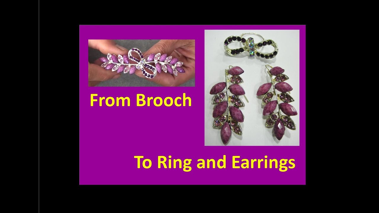 Jewelry Makeover - Brooch to Ring and Earrings - Liz Kreate