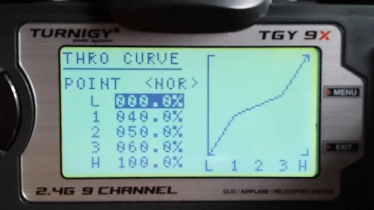 THROTTLE CURVES FOR MULTIROTORS ON TURNIGY 9X