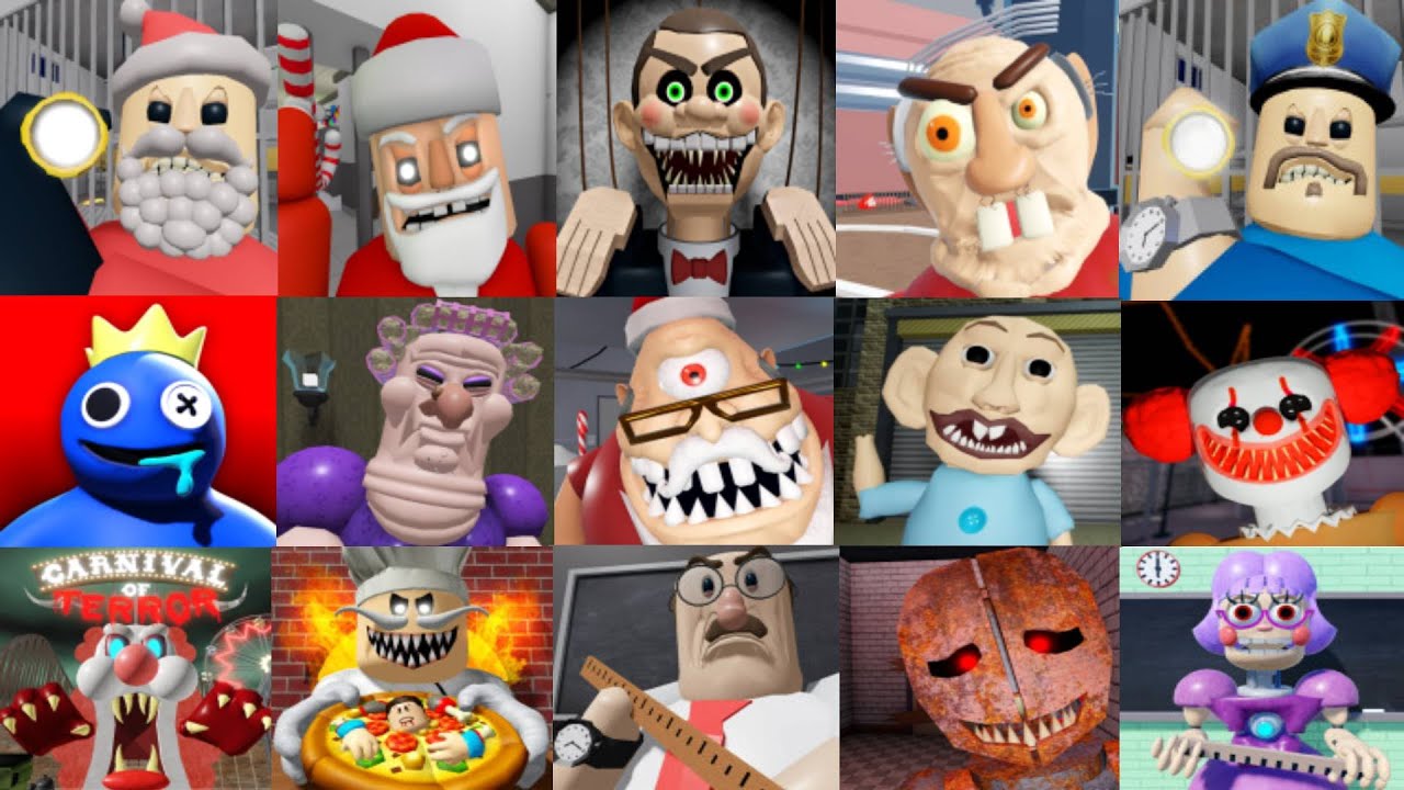 SPEED RUN in 75 Scary Obby from Evil Santa Barry Prison, Mr Stinky, Miss Anitron, Evil Grandpa